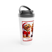 Load image into Gallery viewer, HAVE A FAB LAB CHRISTMAS White 15oz Stainless Steel Travel Mug