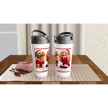 Load image into Gallery viewer, HAVE A FAB LAB CHRISTMAS White 15oz Stainless Steel Travel Mug
